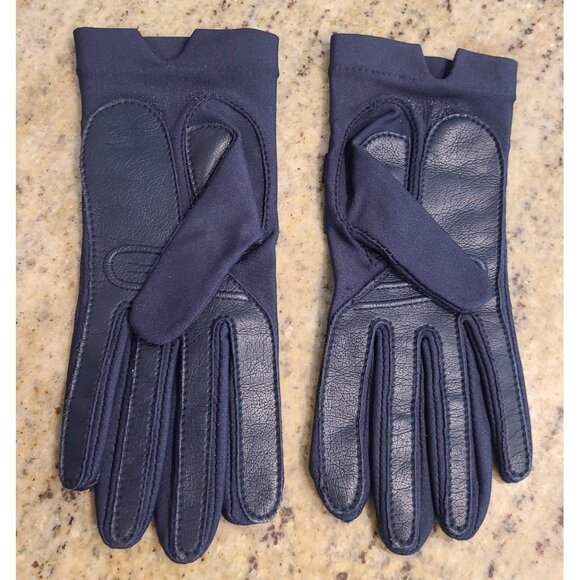 Vintage Womens OSFA Blue Stretch Leather Grip Driving Gloves Sheer Energy Leggs - Picture 5 of 16